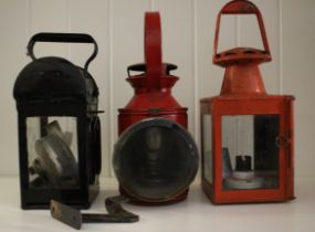 3 x Vintage Kerosine railway lamps.