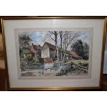 James Priddy (1916 - 1980)   Crocket Farm near Studley Watercolour and ink  Signed and dated 78