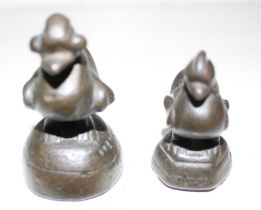 Two Burmese bronze opium weights in sizes, 6.5cm high