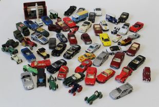 A collection of approximately fifty Dinky Toys and other die cast vehicles including Vanwall and