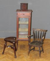 An Edwardian mahogany strung and crossbanded vitrine, glazed to all sides, with a frieze drawer