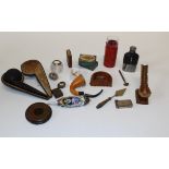 A mixed lot of collector's items, to include a case Dunhill White Spot pipe, a German porcelain 1906