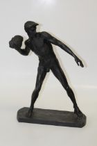 Sir William Hamo Thornycroft ( British 1850-1925) Athlete putting a stone. Signed to base, 69cm