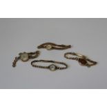 A collection of three 9ct gold ladies watches on 9ct gold bracelets. Untested and one with partial