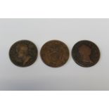 1776 George III Irish Half penny 1769 George III Irish Half penny 1760 George III Irish Half penny