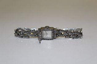 Bucherer, an early 20th century lady's marcasite cocktail watch, seventeen jewel mechanical wind
