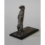 Jonathan Kenworthy ( b 1943) A silver model of a Meerkat, standing alert. Incised signature to base.