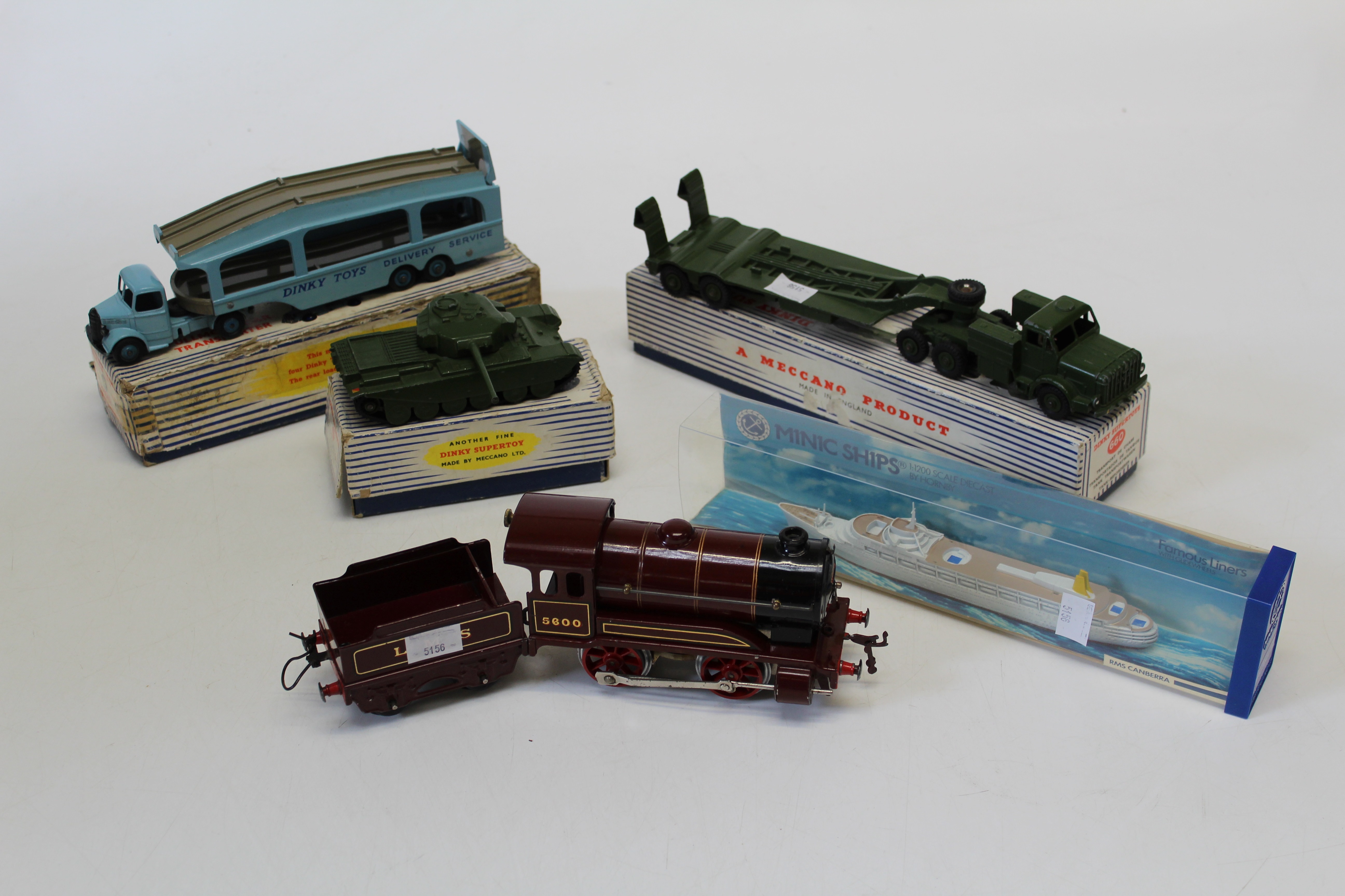 A Dinky Toys Pullmoor car transporter, number 982, a Dinky Supertoys Tank Transporter 660, Centurion