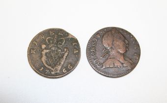 1766 George III Irish Half penny 1774 George III Irish Half penny