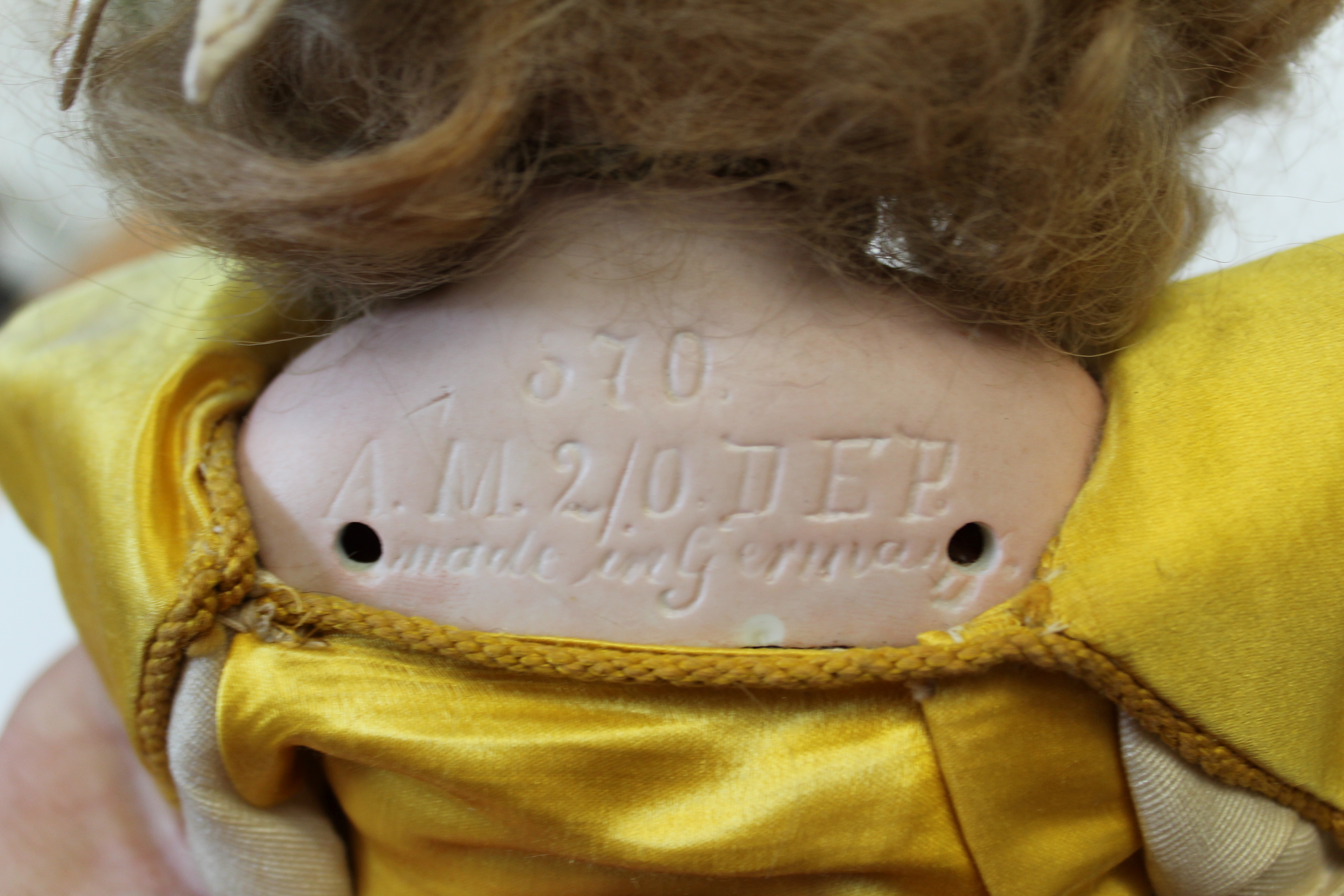 An early 20th century Armand Marseille bisque head doll. Mould number 570. Blonde wig, fixed - Image 3 of 3