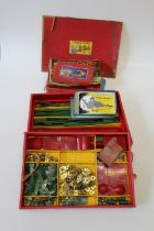 A Meccano set no. 9 and assorted loose 1950s and later Meccano, in Meccano branded boxes together