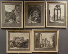 Luigi Rossini (Italian, 1790 – 1857), a collection of five various etchings, to include Avanzi del