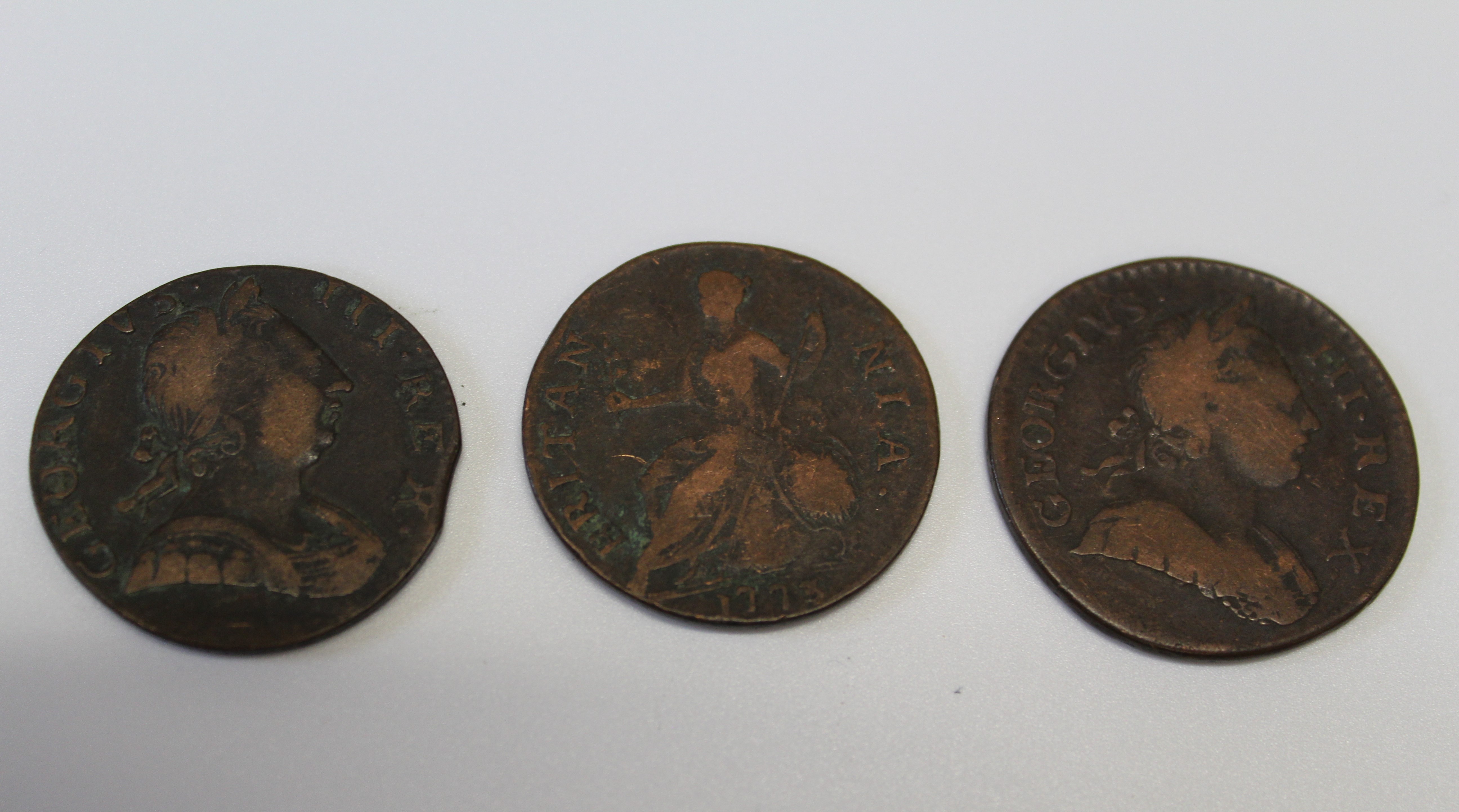 1772 George III Half penny 1775 George III Half penny 1773 George III Half penny