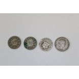 Four Swiss coins 1885 10- Helvetica 1885 20 Helvetica 1903 10 Helvetica 1850 10 Helvetica