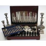 A canteen containing a near part twelve place setting of EPNS king's pattern flatware and cutlery,