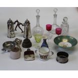 A collection of assorted glassware, porcelain and silver plate, to include matching silver plated