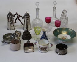 A collection of assorted glassware, porcelain and silver plate, to include matching silver plated