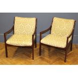 A pair of mid century Parker Knoll type lounge chairs, height to seat, 41cm