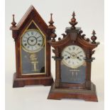 An early 20th century Junghans mantle clock with gong striking movement, 48cm, together with a
