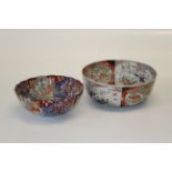 Two Japanese Imari bowls, early 20th century, one of lobed form, the other large and deep, decorated