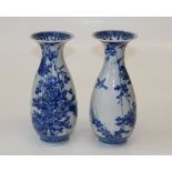 A pair of late 19th century Japanese porcelain blue and white vases of baluster form with flared