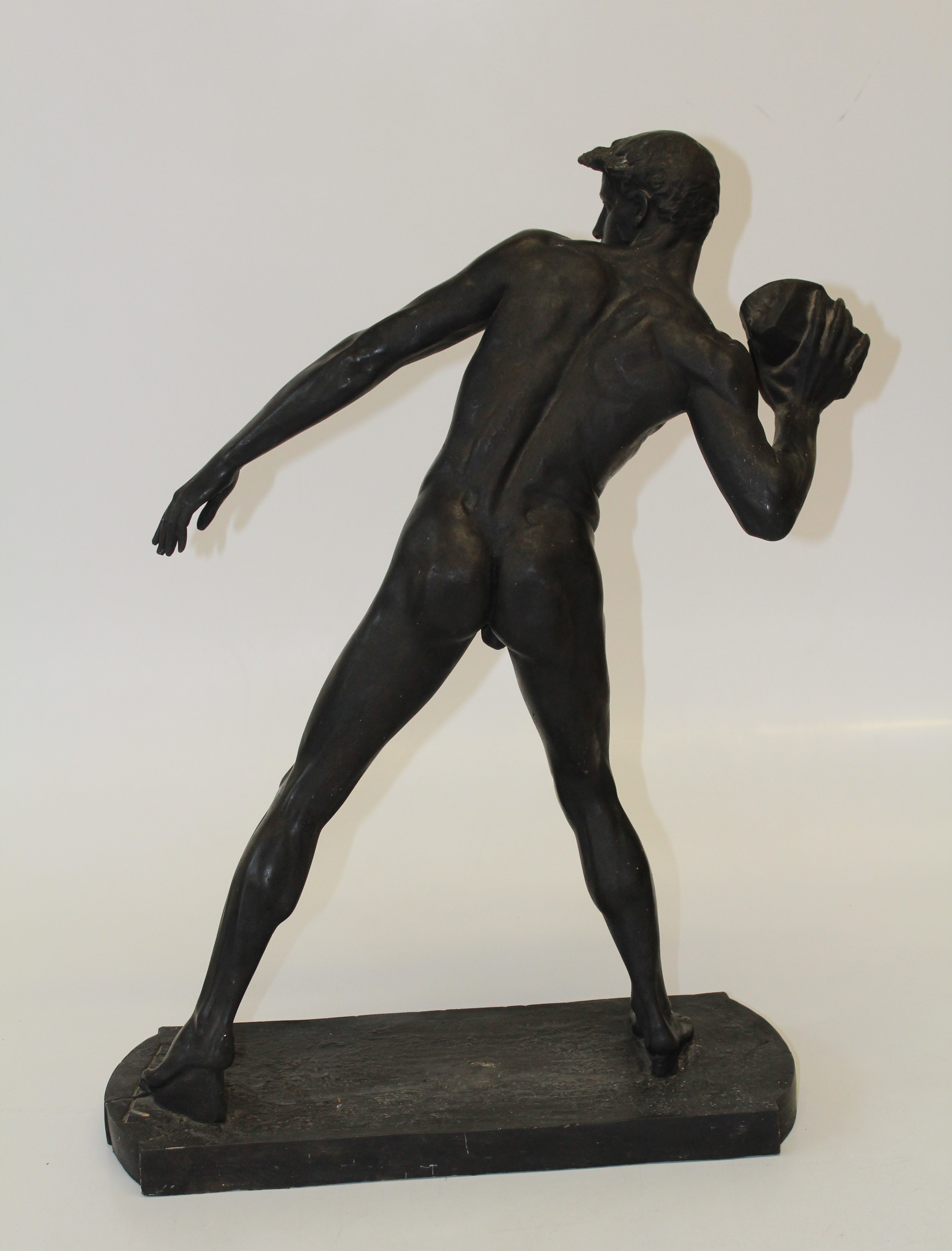 Sir William Hamo Thornycroft ( British 1850-1925) Athlete putting a stone. Signed to base, 69cm - Image 2 of 6