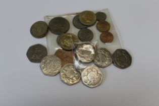 Seven Queen Elizabeth 50p various dates Three Queen Elizabeth Two pound coin 1986-1989 One set of