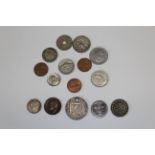 A selection of World Coins 1741 Sweden5 ore 1898 Dutch 25 cent 1887 German fenning 1864 Israel Ten