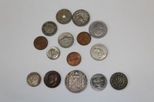 A selection of World Coins 1741 Sweden5 ore 1898 Dutch 25 cent 1887 German fenning 1864 Israel Ten