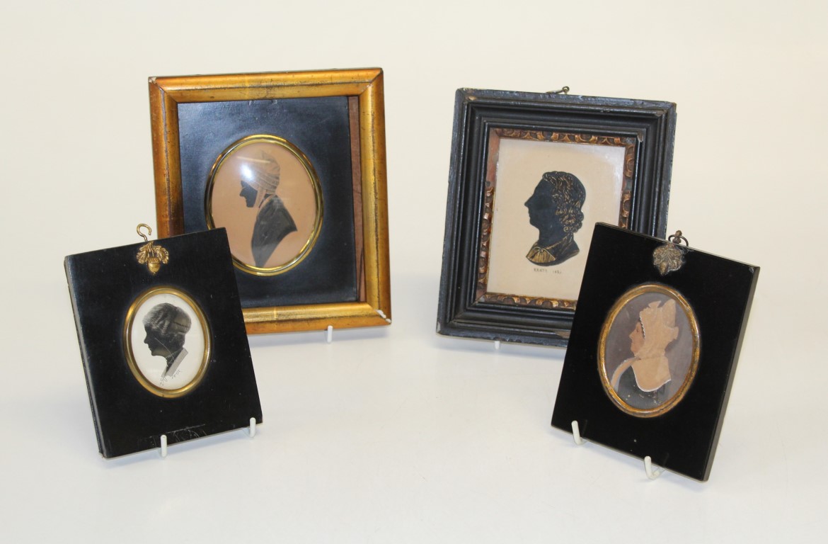 19th century English School, a silhouette portrait bust, Keats 1821. Cut card, heightened with gilt,