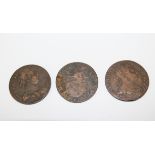 1773 George III Half penny 1774 George III Half penny 1775 George III Half penny