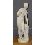 After Bertel Thorvaldsen (Danish, 1770 – 1844), Venus with the Apple, a white marble figure of