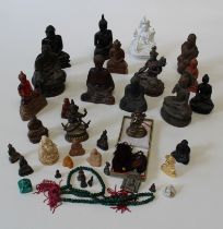 A small, late 19th century Tibetan bronze Bodhisattva, 12cm high, together with a collection of