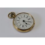 An 18ct gold keyless wind pocket watch with chronograph and stop watch function, with white dial