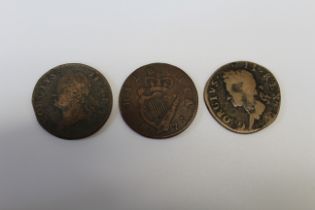 1775 George III Irish Half penny 1753 George II Irish Half penny 1760 George II Irish Half penny