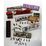 A collection of pre-war and later Britains lead soldiers, various mixed boxes including Dragoons,
