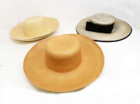 A collection of ladies hats to include au-de-nil coloured picture hat in fine straw with a large