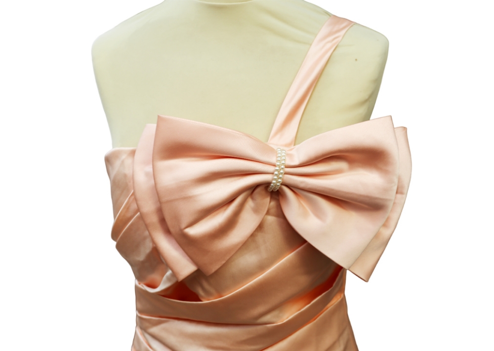 2 candy pink Sweeve cocktail/prom dresses, single shoulder strap, large double bow to front with - Image 3 of 8