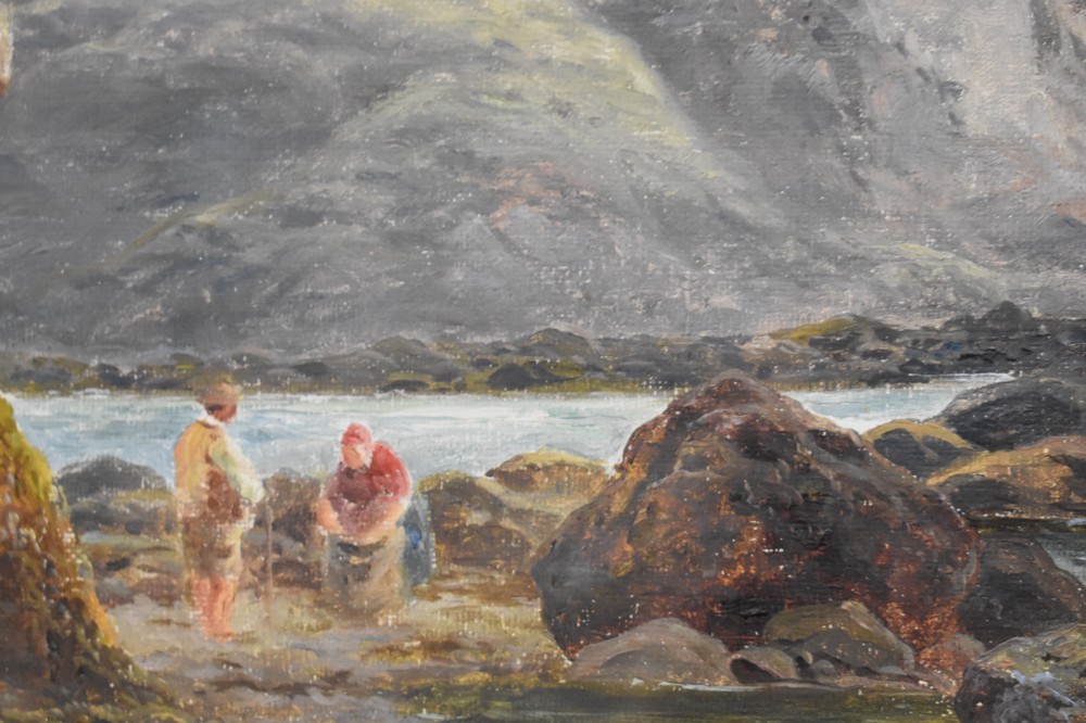 English School (19th century) oil on board, Ruined Seaside Castle scene,  signed monogram lower - Image 2 of 3