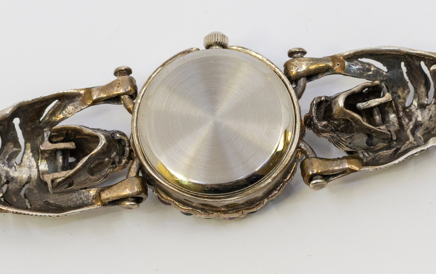 A ladies silver 925 gem set wristwatch, comprising a pearlized dial with arabic markers, the bezel - Image 4 of 4