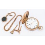 A Waltham 9ct rose gold hunter pocket watch, comprising a signed  white enamel dial, numeral