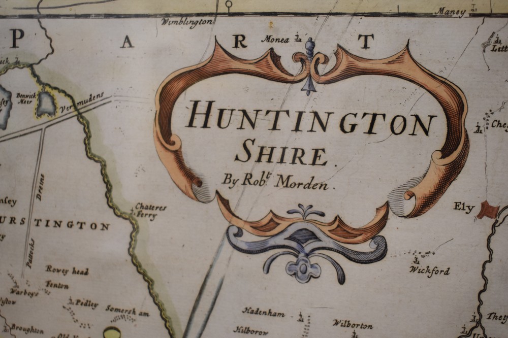 An 18th Century framed map of Huntingdonshire. - Image 2 of 2