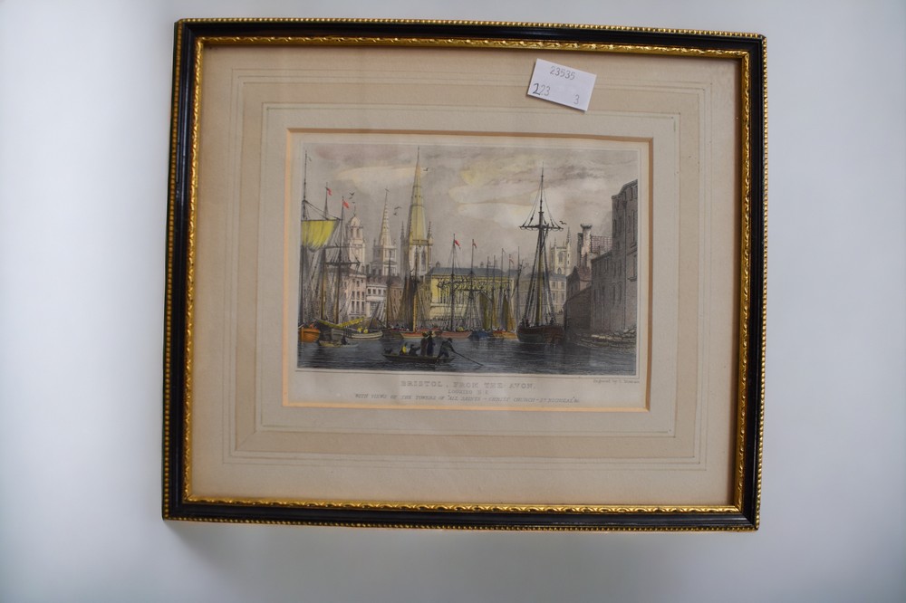 Three 19th Century etchings of Bristol and St Ives, framed. - Image 2 of 2