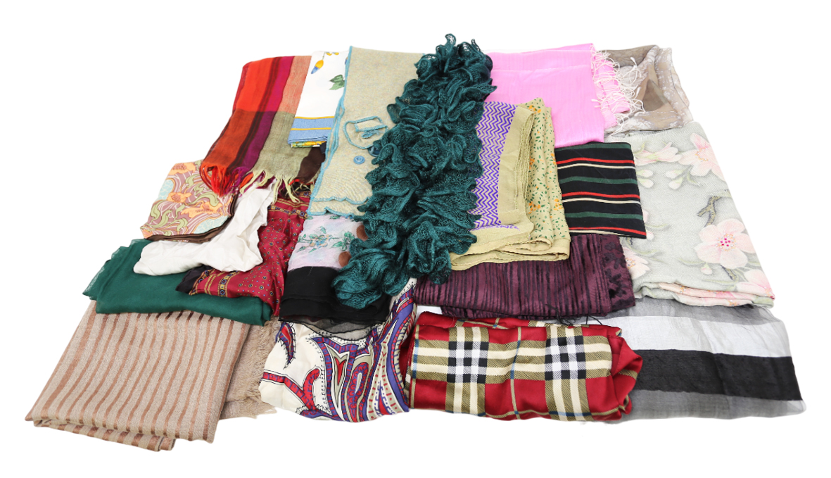 A large collection of silk squares and scarves in rayon and man-made fibres. An interesting lot - Image 2 of 2