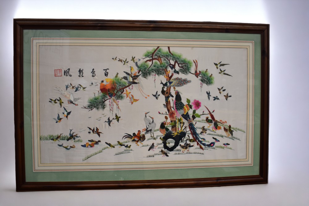 A large Chinese silk embroidery, mid 20th century.