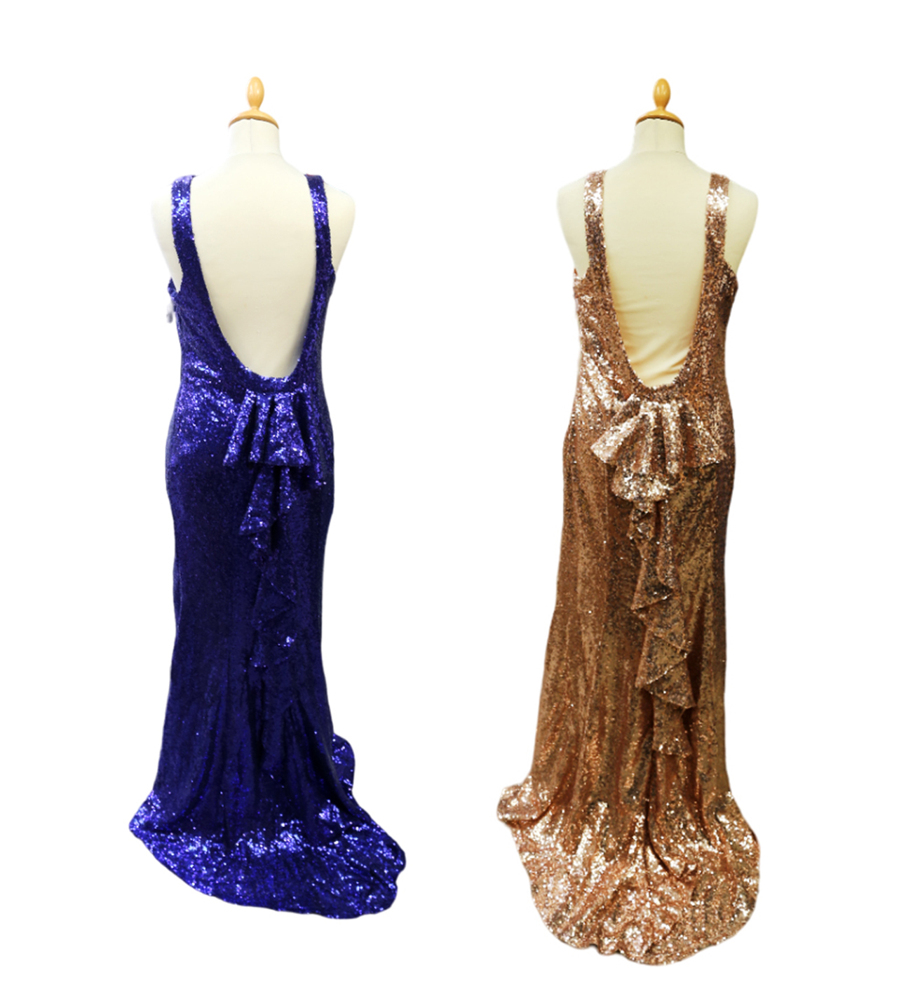 4 royal blue sequined Goddiva evening/prom/bridemaids dresses, long length, 2 x size 10 and 2 x size - Image 2 of 8