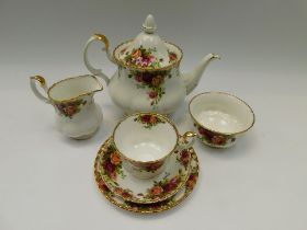 A quantity of Royal Albert Old Country Roses china, crack to saucer , wear to gilding