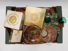 Mid 20th Century to late 20th Century glassware to include dressing table set, glasses, dishes,