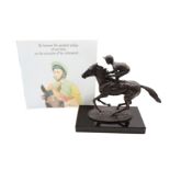 A limited edition David Cornell 1985 bronze sculpture of Lester Piggott on 'Champion Finish'.