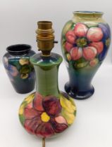 A 1970's Moorcroft Clematis design Lamp Base , usual Factory marks to base , untested , together
